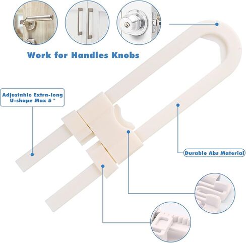 8 قطع أقفال خزانة منزلقة، أقفال خزانة مقاومة للأطفال بدون قصد، خزانة حماية للأطفال على شكل حرف U مع قفل أمان للأطفال قابل للتعديل، مزلاج مقاوم للأطفال لمقبض المقبض على خزانة باب تخزين المطبخ in Kuwait