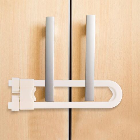 8 قطع أقفال خزانة منزلقة، أقفال خزانة مقاومة للأطفال بدون قصد، خزانة حماية للأطفال على شكل حرف U مع قفل أمان للأطفال قابل للتعديل، مزلاج مقاوم للأطفال لمقبض المقبض على خزانة باب تخزين المطبخ in Kuwait