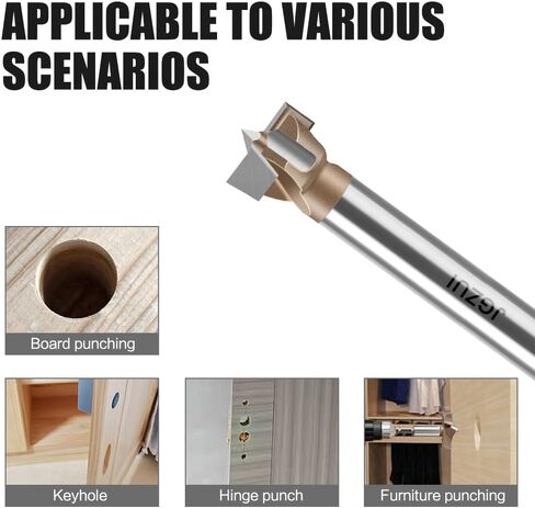 5Pcs Drill Bit Set for Woodworking, Various Sizes, Carbide Tipped Wood Hole Saw Auger Opener, Hole Opener Hinge Hole Cutter for Woodworking, Plastic, Plywood Products (5 Bit Set) in Kuwait