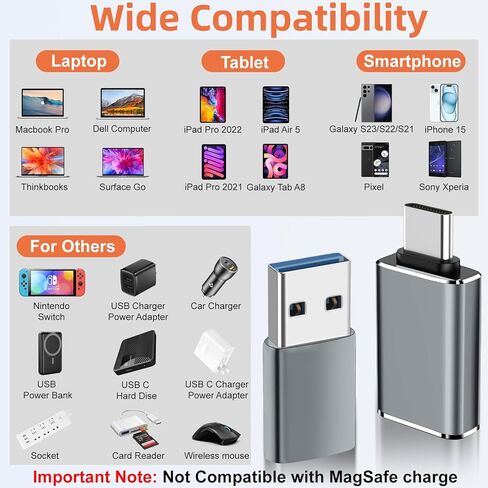 محول Herfair USB إلى USB C 4 حزم محول شاحن USB من النوع C أنثى إلى USB ذكر / محول USB أنثى إلى USB-C ذكر لهاتف iPhone 15 Plus/Pro Max، iWatch S8/S9، AirPods، محول USB إلى USB C OTG ( أسود) in Kuwait