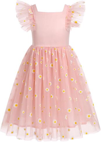 Kids Girls Daisy Flower Butterfly Princess Party Tulle Birthday Dress Toddler Cake Smash Clothes Photograph 3-8T in Kuwait