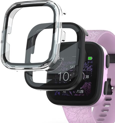 SimpleThings Compatible with Garmin Bounce Screen Protector, 2Pack Hard PC Cover with Tempered Glass Screen Protector for Garmin Bounce Kids Watch, Anti-Scratch and Touch Sensitive (Clear+Clear) in Saudi Arabia