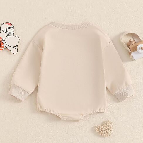 TheFound Newborn Baby Girl Boy Football Outfit Rugby Embroidered Long Sleeve Oversized Jumpsuit Romper Infant Baby Clothes in Saudi Arabia