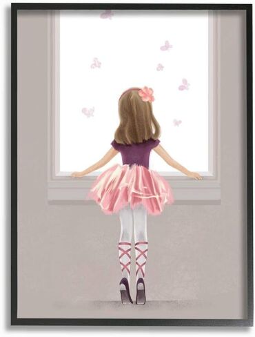 Stupell Industries Little Ballerina Dancer Girl Butterfly Pink Purple، صممها Ziwei Li Wall Art، 24x30، قماش in Saudi Arabia
