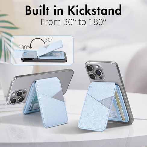Arae Magnetic Phone Wallet, Compatible with MagSafe Wallet, for Apple iPhone 16/15/14/13/12 Series, Adjustable Stand with 4 Card Holder,RFID Blocking, PU Leather,Black in Saudi Arabia