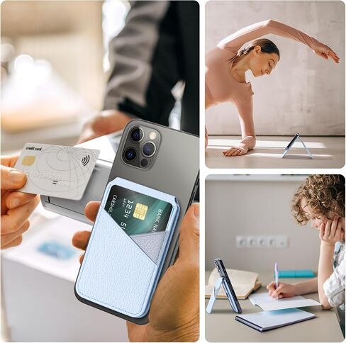 Arae Magnetic Phone Wallet, Compatible with MagSafe Wallet, for Apple iPhone 16/15/14/13/12 Series, Adjustable Stand with 4 Card Holder,RFID Blocking, PU Leather,Black in Saudi Arabia