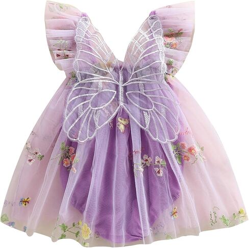 Newborn Infant Baby Girls Clothes Flower Butterfly Embroidery Sleeveless Romper Tulle Mesh Dress Toddler Bodysuit in Saudi Arabia