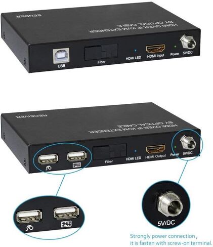 HDMI Extender Over IP Optical Fiber w/IR Single w/Transmitter and Receiver Up to 12.4 Miles/20KM, 1080p 60Hz, RS232 – Black (61008) in Kuwait