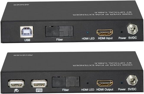 HDMI Extender Over IP Optical Fiber w/IR Single w/Transmitter and Receiver Up to 12.4 Miles/20KM, 1080p 60Hz, RS232 – Black (61008) in Kuwait