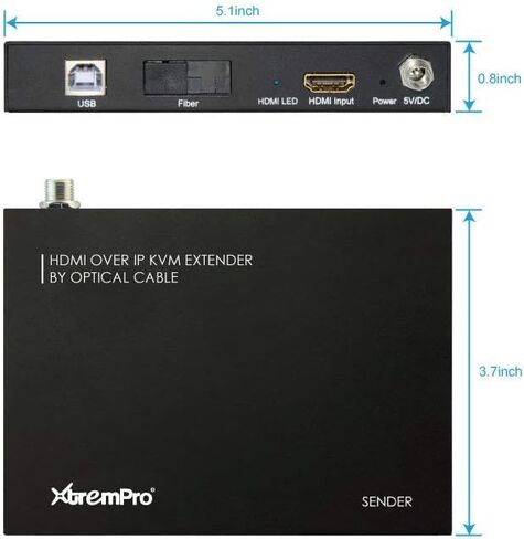 HDMI Extender Over IP Optical Fiber w/IR Single w/Transmitter and Receiver Up to 12.4 Miles/20KM, 1080p 60Hz, RS232 – Black (61008) in Kuwait