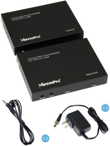HDMI Extender Over IP Optical Fiber w/IR Single w/Transmitter and Receiver Up to 12.4 Miles/20KM, 1080p 60Hz, RS232 – Black (61008) in Kuwait