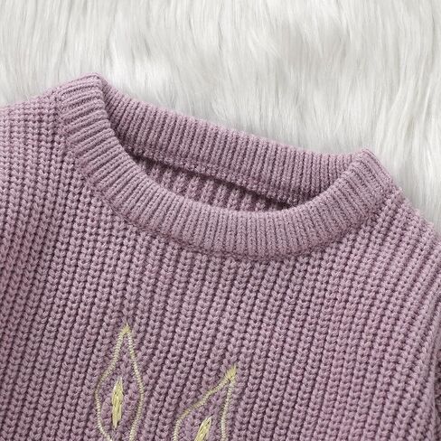 Toddler Baby Girl Easter Outfit Bunny Embroidery Long Sleeve Kint Sweater Infant Knitted Easter Sweaters in Saudi Arabia