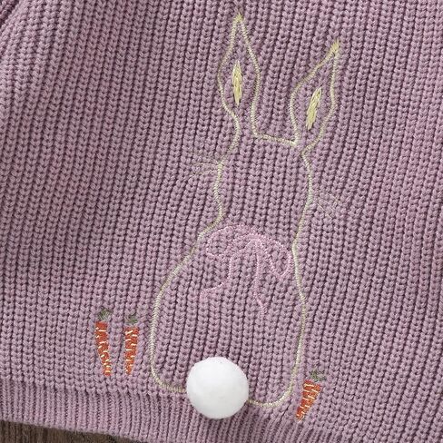 Toddler Baby Girl Easter Outfit Bunny Embroidery Long Sleeve Kint Sweater Infant Knitted Easter Sweaters in Saudi Arabia