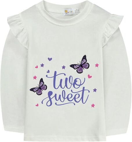2nd Birthday Shirts for Toddler Girls Second Birthday Ruffle Long Sleeve Two Wild Cute Sweet Tee Tops in Saudi Arabia