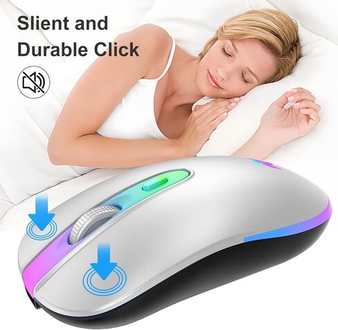 HZD LED Wireless Mouse, Slim Silent Rechargeable Mouse, 2.4G Portable USB Optical Mouse with Type C Adapter, 3 Adjustable DPI Levels 1600/1200/800 Computer Mouse for Laptop,PC,MacBook(Purple) in Saudi Arabia