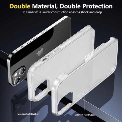 جراب SPIDERCASE لهاتف iPhone 14/iPhone 15، [حماية من السقوط من الدرجة العسكرية بطول 15 قدمًا] [غير قابل للانزلاق] عبوتين [واقيات شاشة من الزجاج المقسى + واقيات عدسة الكاميرا] جراب مقاوم للصدمات شديد التحمل، شفاف غير لامع in Kuwait