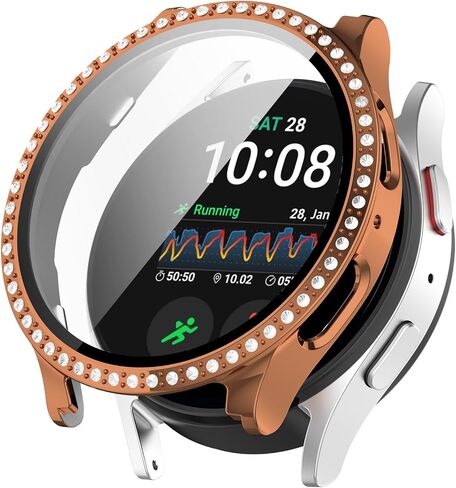 واقي شاشة Chofit مخصص لساعة Samsung Galaxy Watch 7 مقاس 40 مم و44 مم، جراب بلينغ للسيدات مصنوع من حجر الراين الماسي الصلب من البولي كربونات مع ملحقات من الزجاج المقوى (5 عبوات، 44 مم) in Saudi Arabia