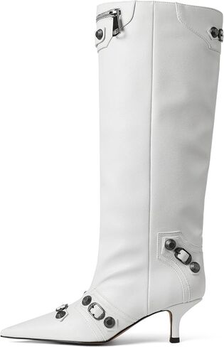 Oiamenne Knee High Boots for Women Wide Calf Boots Pointed Toe Tall Boots Kitten Heel Boots Womens Fall Winter Boots for Party Gifts Dress in Kuwait
