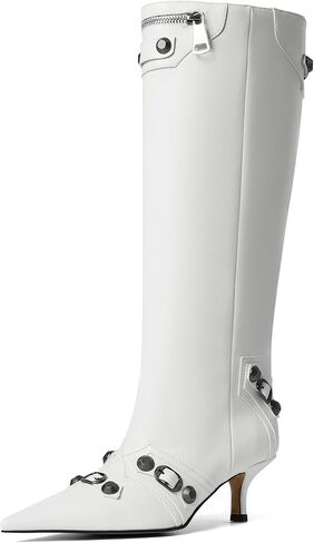 Oiamenne Knee High Boots for Women Wide Calf Boots Pointed Toe Tall Boots Kitten Heel Boots Womens Fall Winter Boots for Party Gifts Dress in Kuwait