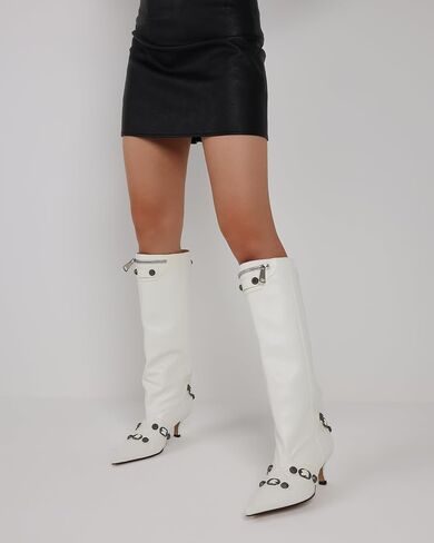 Oiamenne Knee High Boots for Women Wide Calf Boots Pointed Toe Tall Boots Kitten Heel Boots Womens Fall Winter Boots for Party Gifts Dress in Kuwait