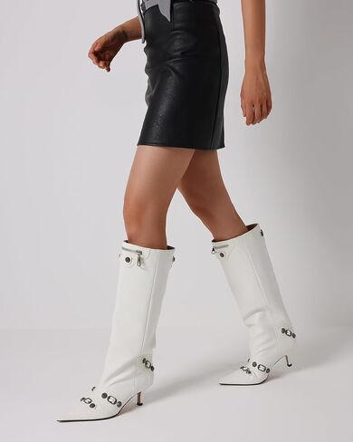 Oiamenne Knee High Boots for Women Wide Calf Boots Pointed Toe Tall Boots Kitten Heel Boots Womens Fall Winter Boots for Party Gifts Dress in Kuwait