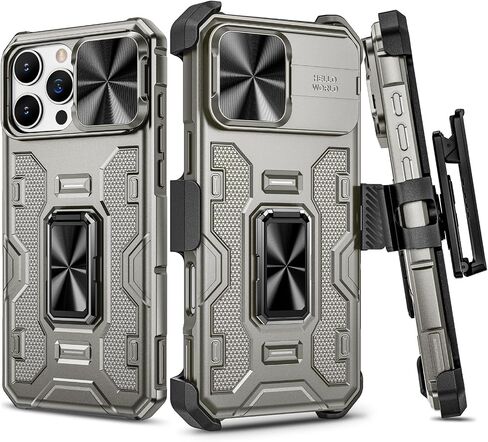 VEGO for iPhone 16 Pro Max Case with Belt Clip Holster and Kickstand Black in Saudi Arabia