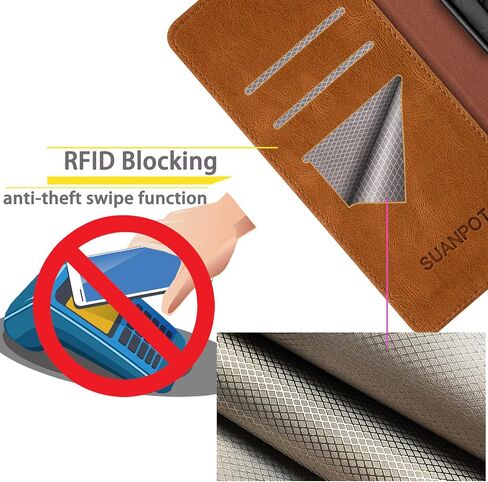 جراب محفظة SUANPOT لهاتف Samsung Galaxy A14 5G مع حامل بطاقة الائتمان RFID، غطاء واقٍ من جلد البولي يوريثان قابل للطي للنساء والرجال لهاتف Samsung A14 (بني فاتح) in Kuwait