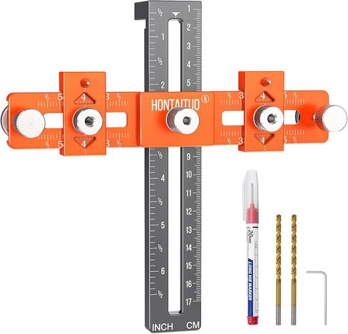 Enhanced Model Cabinet Hardware Jig,Adjustable Cabinet Handle Template Tool for Knobs,Handles and Pulls,Drawer Hardware Jig for Drawer Cabinet Installation,High Precise Woodworking Drill Guide in Saudi Arabia