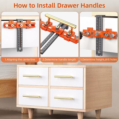 Enhanced Model Cabinet Hardware Jig,Adjustable Cabinet Handle Template Tool for Knobs,Handles and Pulls,Drawer Hardware Jig for Drawer Cabinet Installation,High Precise Woodworking Drill Guide in Saudi Arabia