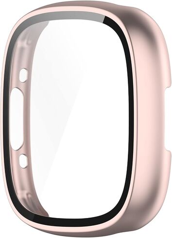 واقي شاشة Chofit لـ Fitbit Sense 2/Versa 4 مع حافظة واقية تعمل باللمس من الزجاج المقوى عالي الدقة، غطاء صلب من البولي كربونات مع مصد تغطية كاملة للساعة الذكية Sense 2/Versa 4 (ذهبي وردي وفضي) in Saudi Arabia