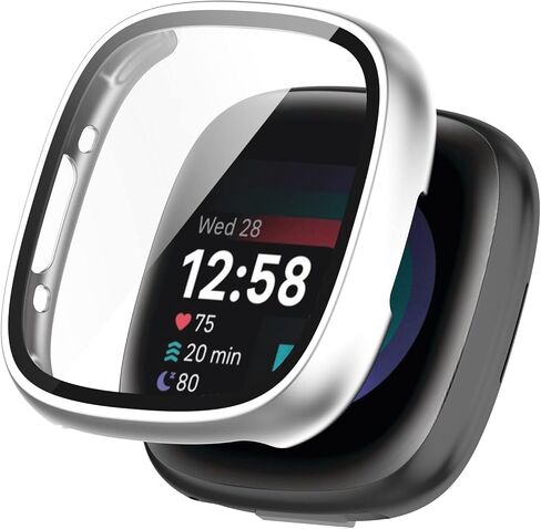 واقي شاشة Chofit لـ Fitbit Sense 2/Versa 4 مع حافظة واقية تعمل باللمس من الزجاج المقوى عالي الدقة، غطاء صلب من البولي كربونات مع مصد تغطية كاملة للساعة الذكية Sense 2/Versa 4 (ذهبي وردي وفضي) in Saudi Arabia