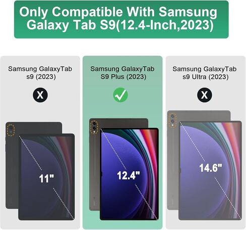 حافظة SSS·GRGB لجهاز سامسونج جالاكسي تاب S9+/ S9 FE Plus 5G 2023 مقاس 12.4 بوصة SM-X810/X816B/X818U مع حامل قلم S، غطاء تابلت واقٍ بحامل رفيع قابل للطي، استيقاظ/غفو تلقائي، عرض متعدد الزوايا، أسود in Kuwait