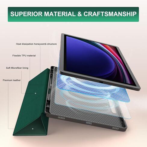 حافظة SSS·GRGB لجهاز سامسونج جالاكسي تاب S9+/ S9 FE Plus 5G 2023 مقاس 12.4 بوصة SM-X810/X816B/X818U مع حامل قلم S، غطاء تابلت واقٍ بحامل رفيع قابل للطي، استيقاظ/غفو تلقائي، عرض متعدد الزوايا، أسود in Kuwait