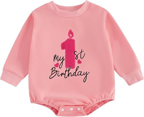 1st Birthday Outfit Girl Boy Baby First Birthday Sweatshirt Bubble Romper One Year Old Cake Smash Outfits in Kuwait
