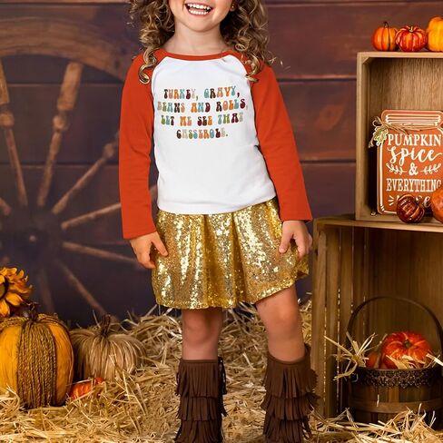 Toddler Baby Boy Girl Thanksgiving Shirt Long Raglan Sleeve Turkey Letter Print T-Shirt Little Kid Fall Top Clothes in Kuwait