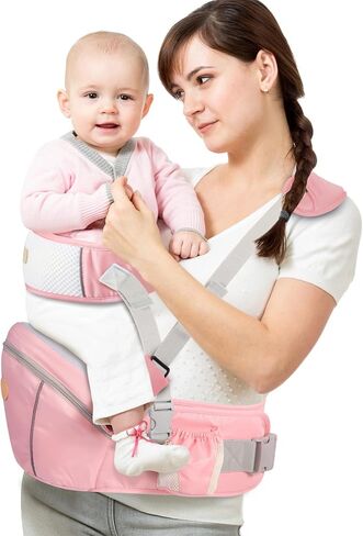 Baby Hip Seat Carrier, Ergonomic Waist Stool for Child Infant with Adjustable Strap Pocket Soft Base, Baby Hip Carrier for Newborns & Toddlers in Saudi Arabia