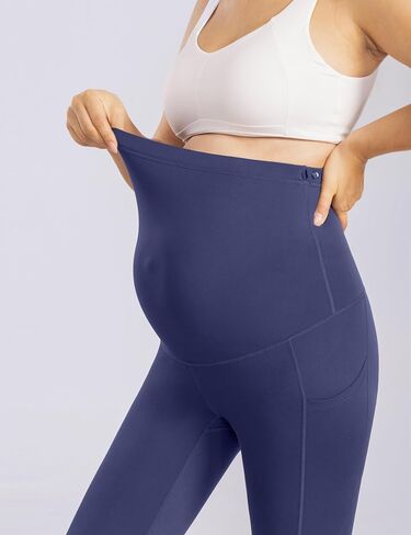 Enerful Womens Maternity Leggings with Pockets Workout Legging Pants Buttery Soft Pregnancy Active Wear Yoga Tights in Saudi Arabia
