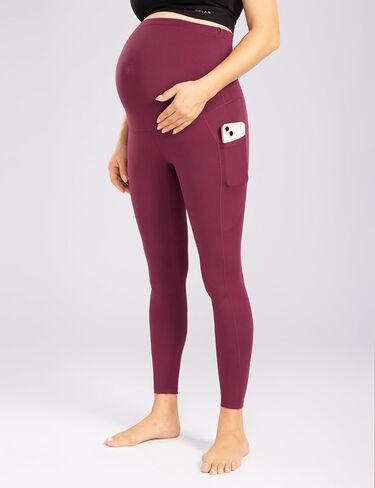 Enerful Womens Maternity Leggings with Pockets Workout Legging Pants Buttery Soft Pregnancy Active Wear Yoga Tights in Saudi Arabia