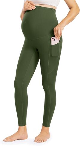 Enerful Womens Maternity Leggings with Pockets Workout Legging Pants Buttery Soft Pregnancy Active Wear Yoga Tights in Saudi Arabia