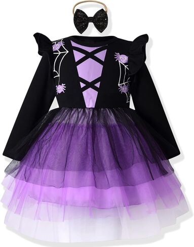 Toddler Little Girl Halloween Tulle Dress Ruffle Long Sleeve Pumpkin Princess Party Tutu Dress Fall Winter Outfits Clothes in Saudi Arabia