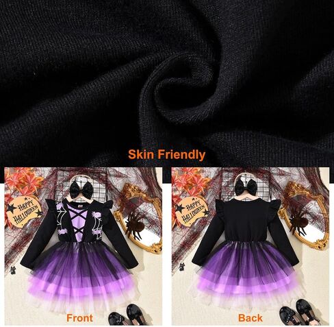 Toddler Little Girl Halloween Tulle Dress Ruffle Long Sleeve Pumpkin Princess Party Tutu Dress Fall Winter Outfits Clothes in Saudi Arabia