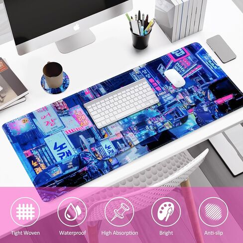 مجموعة لوحة ماوس كبيرة للألعاب، لوحة ماوس ممتدة 4 في 1، وسادة مكتب + وسادة مسند للمعصم للوحة المفاتيح + حصيرة ماوس مع دعم للمعصم + قاعدة، واقي حصيرة مكتب مقاوم للماء للمنزل والمكتب والكمبيوتر المحمول - زهرة ملونة in Kuwait