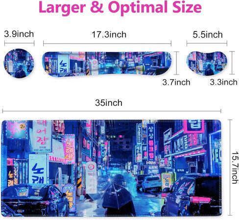 مجموعة لوحة ماوس كبيرة للألعاب، لوحة ماوس ممتدة 4 في 1، وسادة مكتب + وسادة مسند للمعصم للوحة المفاتيح + حصيرة ماوس مع دعم للمعصم + قاعدة، واقي حصيرة مكتب مقاوم للماء للمنزل والمكتب والكمبيوتر المحمول - زهرة ملونة in Kuwait