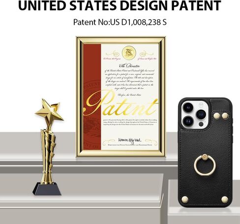 حافظة محفظة LAMEEKU لهاتف iPhone 15 Pro Max، حافظة مع حامل بطاقة، مسند حلقي يدور 360 درجة، حافظة جلدية واقية RFID مصممة للنساء والرجال لهاتف Apple iPhone 15 Pro Max 6.7 بوصة أسود in Kuwait