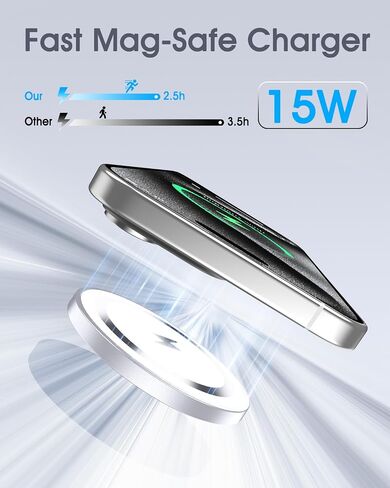 for Apple Mag-Safe Charger 2 Pack, Magnetic Wireless Charger, Silver | Made for iPhone 17/17 Pro/17 Pro Max/Air/16 15 14 13 12 Pro Max Plus mini, Charging Pad for Airpods Pro 3 2,Strong Magnet in Saudi Arabia