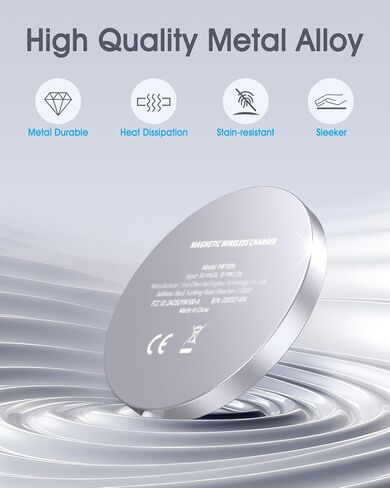 for Apple Mag-Safe Charger 2 Pack, Magnetic Wireless Charger, Silver | Made for iPhone 17/17 Pro/17 Pro Max/Air/16 15 14 13 12 Pro Max Plus mini, Charging Pad for Airpods Pro 3 2,Strong Magnet in Saudi Arabia