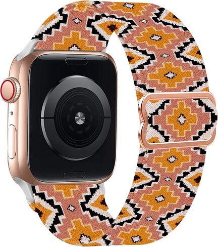 Stretchy Band Compatible with Apple Watch 38mm 40mm 41mm 42mm 44mm 45mm 49mm for Women,Gradient Color Nylon Adjustable Straps for iWatch Series 9 8 7 6 SE 5 4 3 2 1 Ultra Ultra 2 in Saudi Arabia