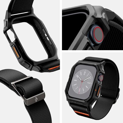 Spigen Lite Fit Pro Designed for Apple Watch Series 10 46mm Case with Band Durable TPU Case with Lightweight Fabric Band (2024) - Matte Black in Kuwait