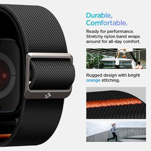 Spigen Lite Fit Pro Designed for Apple Watch Series 10 46mm Case with Band Durable TPU Case with Lightweight Fabric Band (2024) - Matte Black in Kuwait