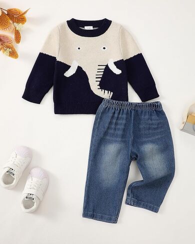 NZRVAWS ملابس الطفل الصبي الحيوان طباعة سترة جان بانت طفل صبي الزي لطيف 6-24 أشهر 2T 3T طفل رضيع الملابس مجموعة in Kuwait